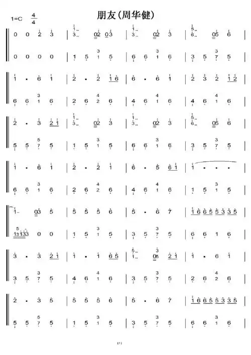 周华健 朋友 初学者c调简易版 钢琴双手简谱 钢琴简谱 钢琴谱