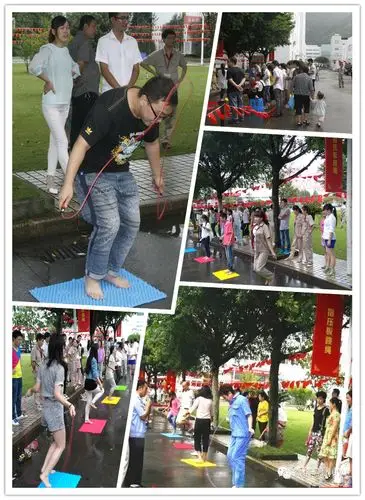 "指压板跳绳"算是最"疼"的游戏,4名员工光脚