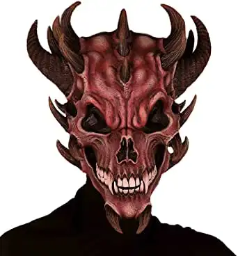 forum novelties 男士魔鬼骷髅乳胶面具 红色 one size 【forum novel