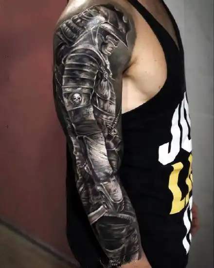 写实风格的黑灰大花臂纹身图案(10/10)