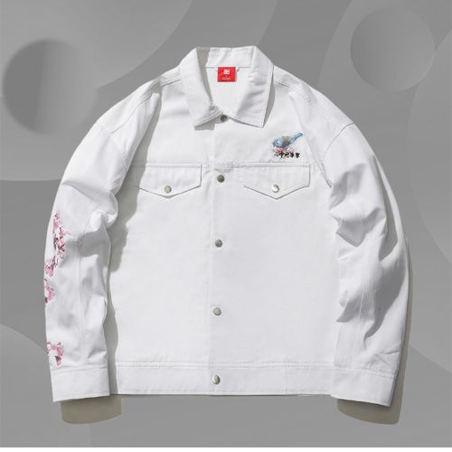 2021新品中国李宁樱花系列春夏时装周秀款男水洗牛仔外套afdr426