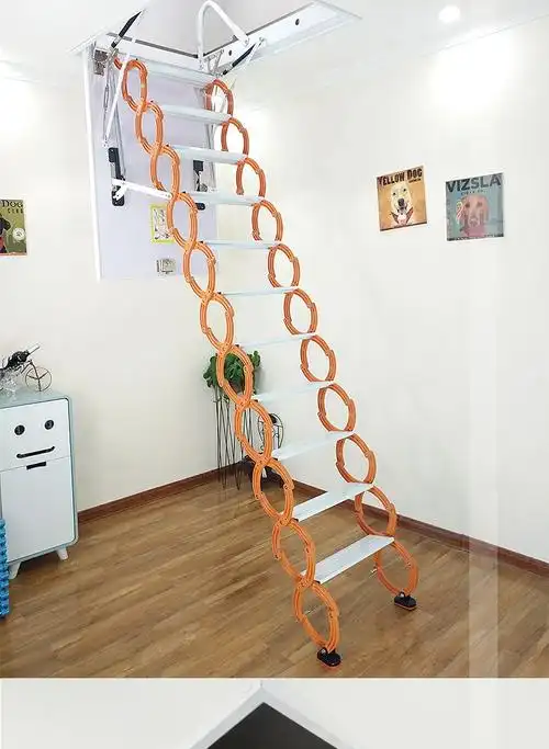 迈尚电动阁楼伸缩楼梯家用折叠楼梯升降复式平台楼梯消防收缩梯拉伸