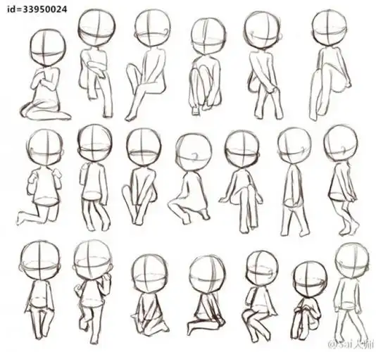 可爱q版卡通人物动作姿势分解图简笔画人物结构图素材
