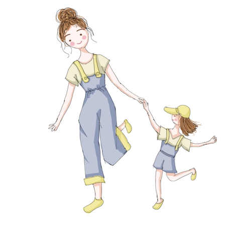 母亲节妈妈牵着小女孩亲子装