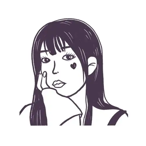 花栀子插画:黑白简单女生头像|插画|插画习作|花栀子插画 - 原创作品