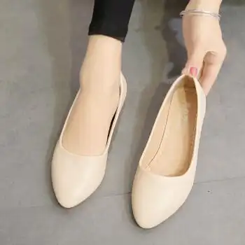 曹迪船鞋女夏软淑女工作上班鞋春鞋尖头平底单鞋女夏百搭仙女浅口瓢鞋
