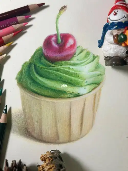 图片步骤教你彩铅画圣诞节纸杯蛋糕
