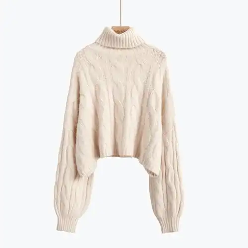 软奶蓝色毛衣套头2019新款高领短款宽松加厚慵懒风麻花红色线衣女