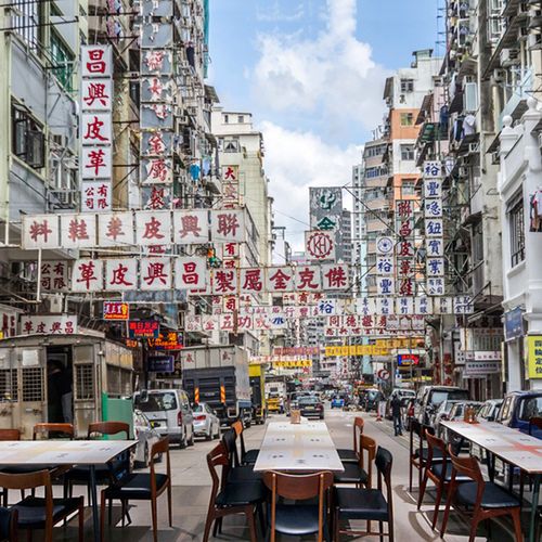 3d香港街景复古怀旧街道墙纸城市建筑壁画定制壁画