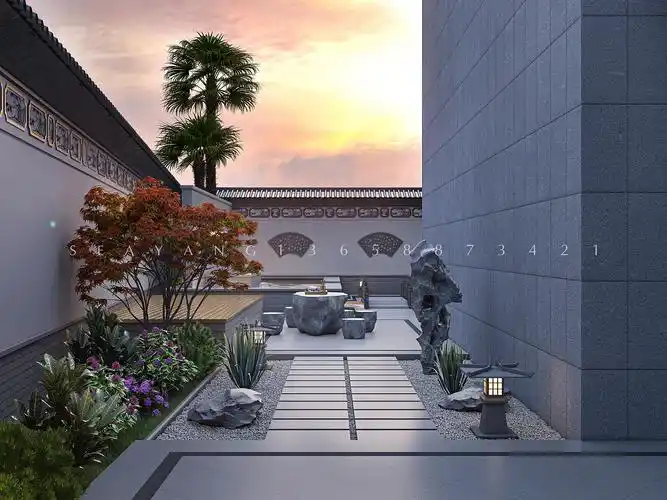 砚湖新中式别墅花园景观