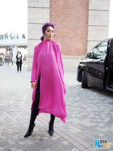 杨千嬅出席亚洲电影节颁奖礼粉色长裙个性酷美强吸睛