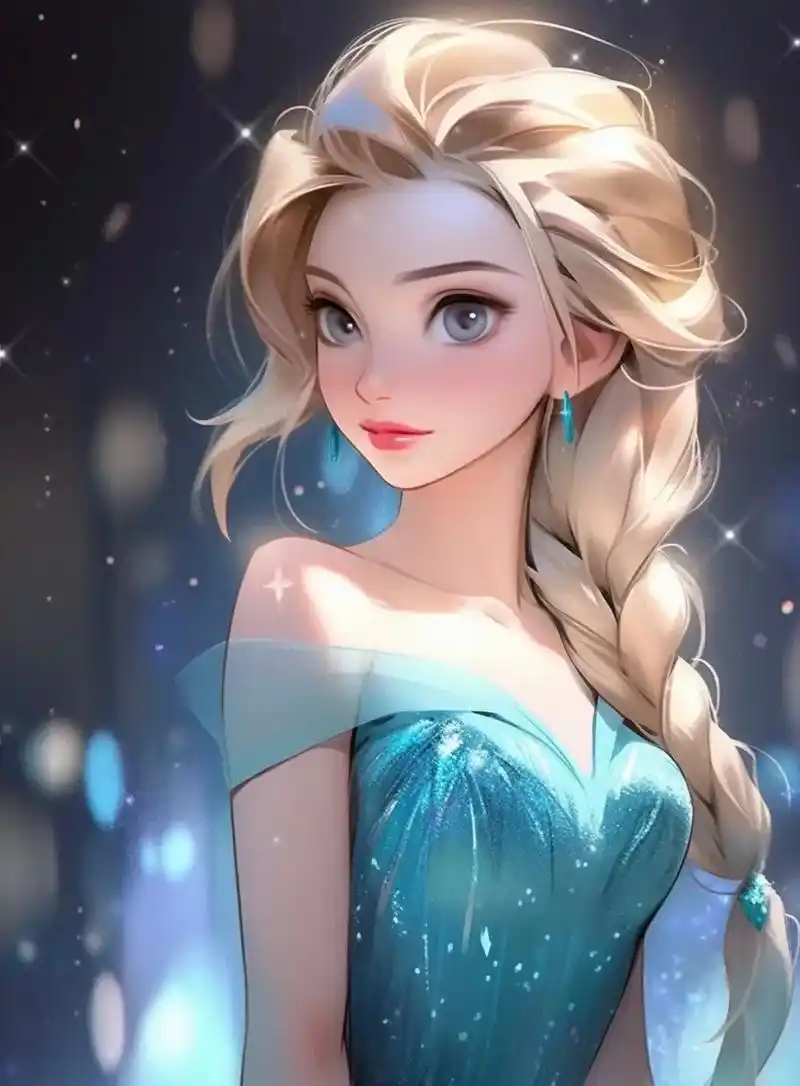 艾莎公主～冰雪女王#插画分享 #唯美图片 #治愈画风 蓝宝石 - 抖音