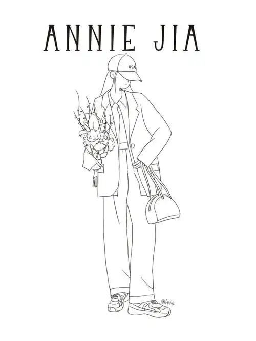 插画人物穿西装的小姐姐