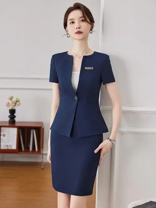 轻奢时尚职业装女式美容师西装套装女夏新款公美容师女装套装批发