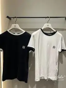 国内现货loewe/罗意威 新款 胸前刺绣字母小logo拼色短袖女 t恤男