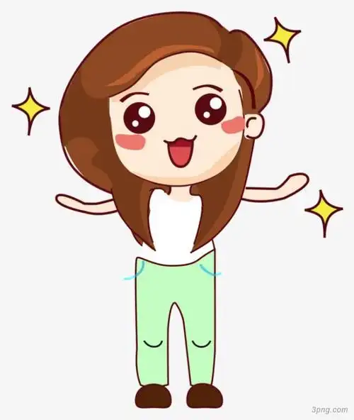 卡通女孩自信png素材透明免抠图片卡通手绘