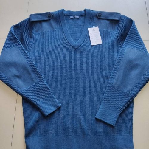仓库正品空蓝毛衣 v领毛衣  纯羊毛蓝色毛衣蓝羊毛衫套头宝蓝