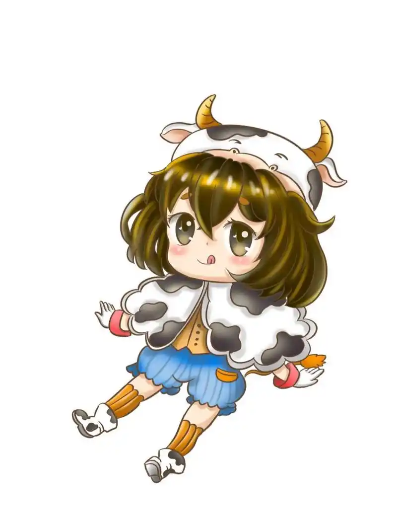 手绘插画十二生肖可爱q版治愈插画之牛 99工具:电脑 数位板wacom