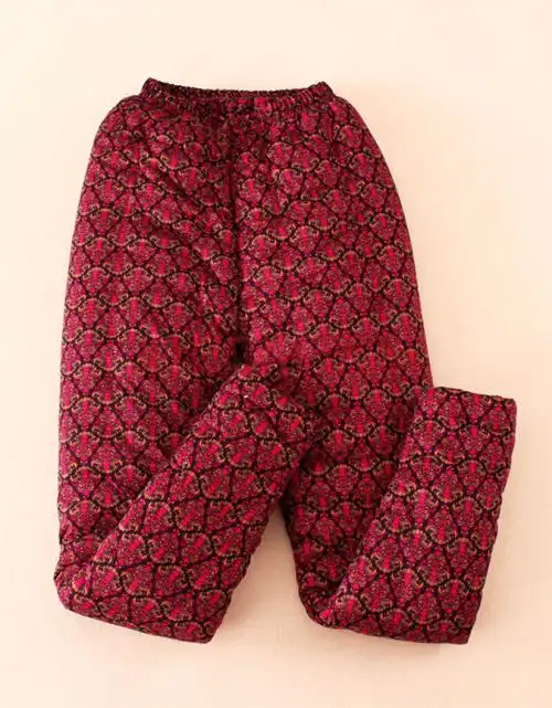 秋冬季加厚棉裤女士裤子中老年大码高腰裤居家 红色 xl 身高160-165