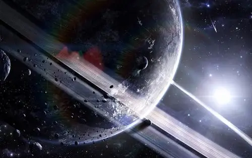 行星,环,流星,光,宇宙 壁纸