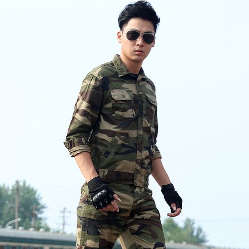 新款纯棉迷彩服套装户外春秋季军休闲服饰劳保耐脏作训外套