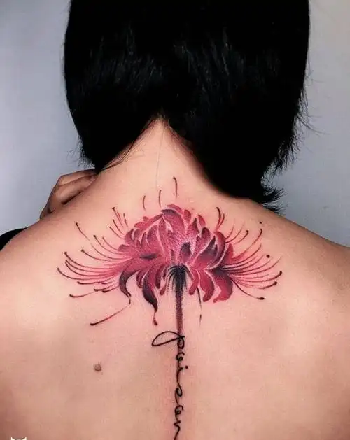 彼岸花纹身图片_背部新传统纹身图案_浙江省杭州市纹身店-纹人天下