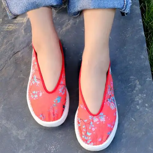 农家手工千层底圆口布鞋女汉剪刀浅口平底孕妇布鞋