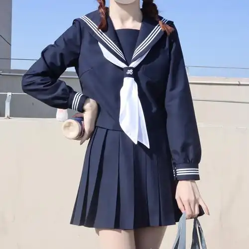 绀三本正统jk制服基础款海军学院风校供短袖夏服中间水手服套装女
