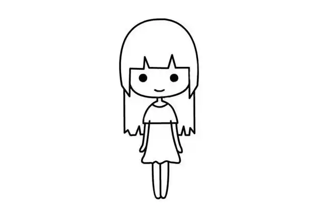 可爱的长发小女孩简笔画步骤图解教程