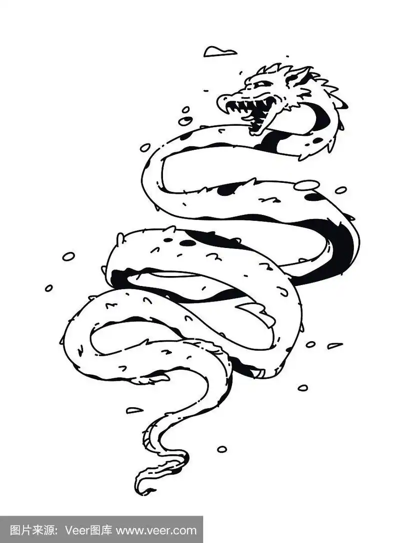 蛇像一条龙一样呈螺旋状.