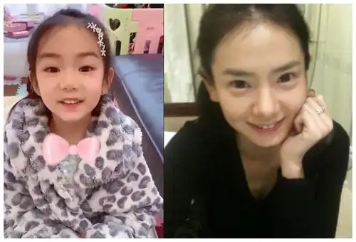 戚薇10年前素颜照被疯传看清五官5岁lucky跟妈妈太像了