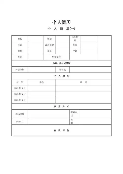 个人简历模板个人求职简历应聘信表格doc百度文库91721959