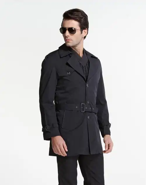 藏青色长袖简约风衣