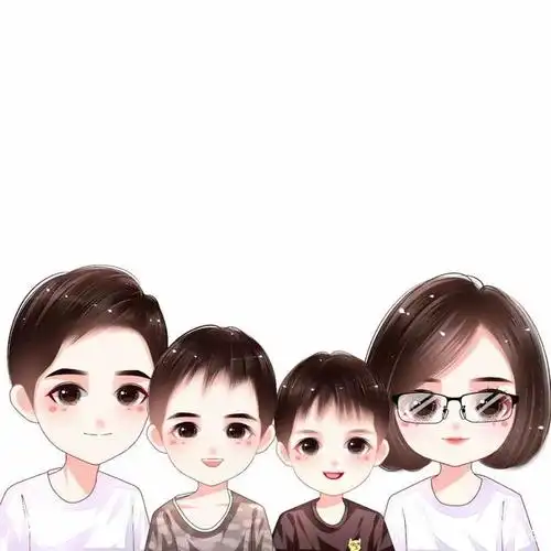 11月再见,用手绘记录幸福,一家四口全家福头像