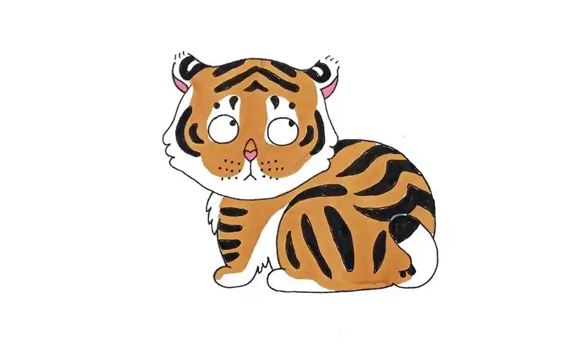 萌虎下山我是萌萌的小老虎呀儿童马克笔插画一