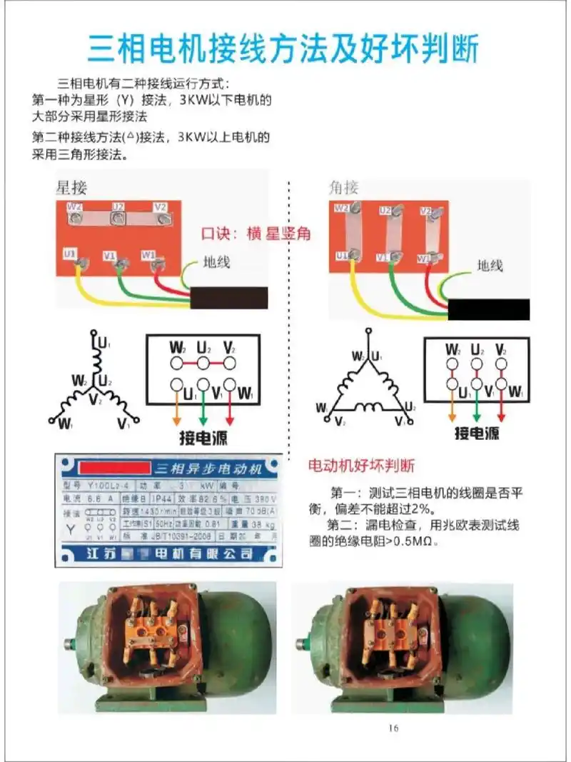 三相电机接线方法以及判断好坏!