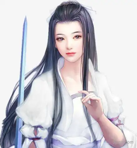 右手执剑身着白色衣衫的古风侠女