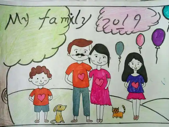 付井联合小学2019寒假作业优秀作品展___儿童画(全家福)(二)