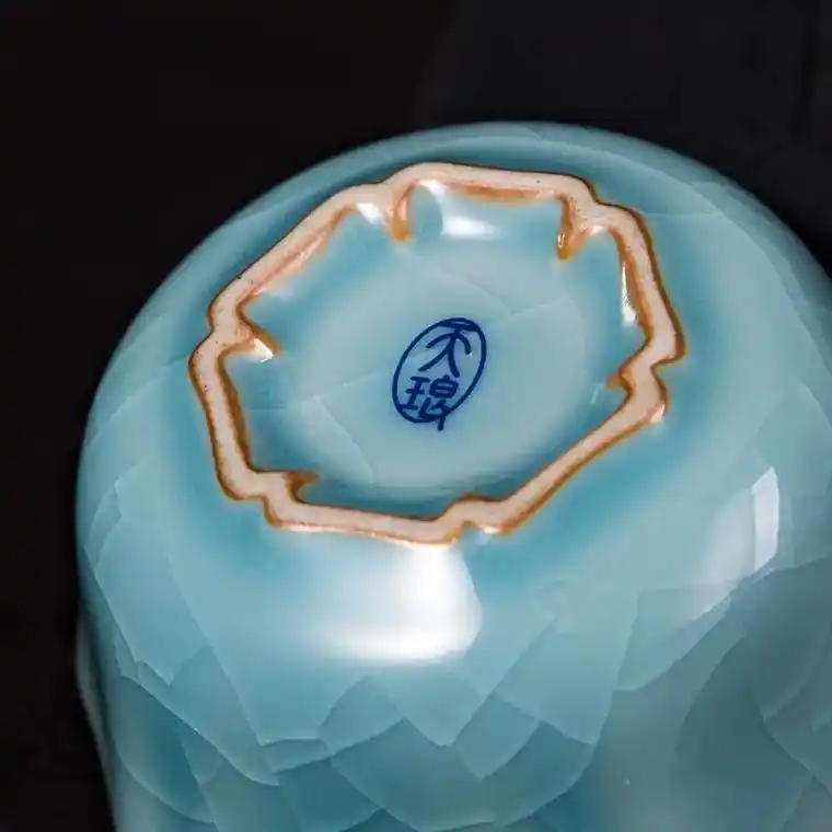 冰裂纹开片设计,宝石蓝色配上金丝 - 抖音