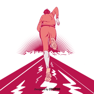 卡通人物奔跑背影马拉松元素