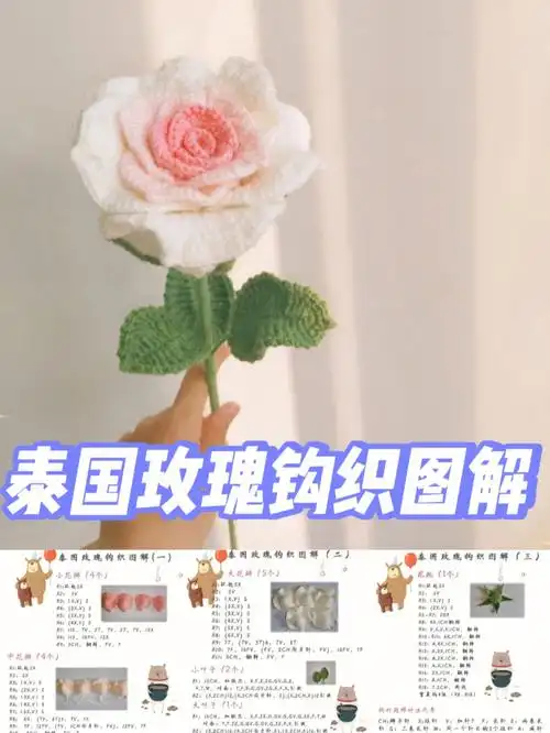 泰国玫瑰钩织教程超详细图解一学就会