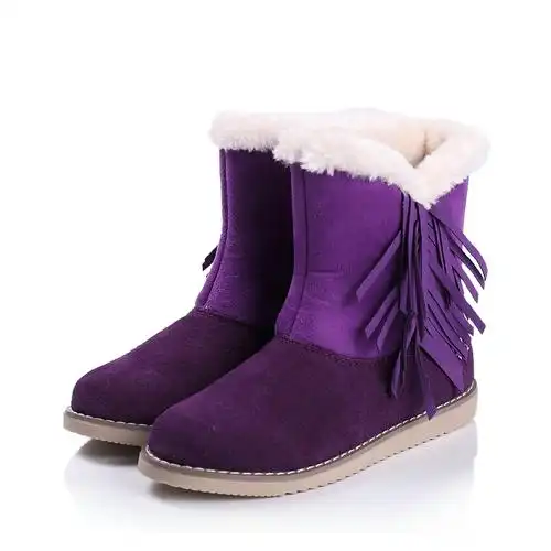 barbie芭比2013冬季紫色绒面皮布面女中童中靴a22317