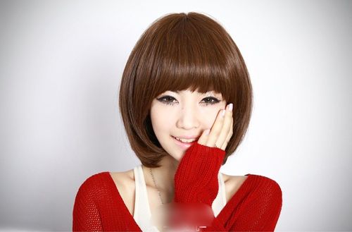 女生帅气短发_假发短发蓬松bobo头时尚齐刘海包脸帅气梨花头女生修脸