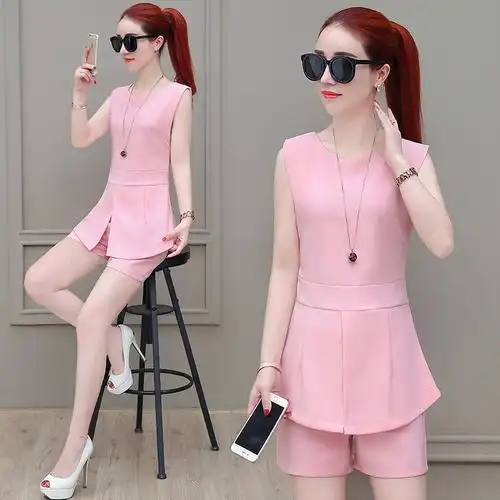 夏装短裤修身套装女