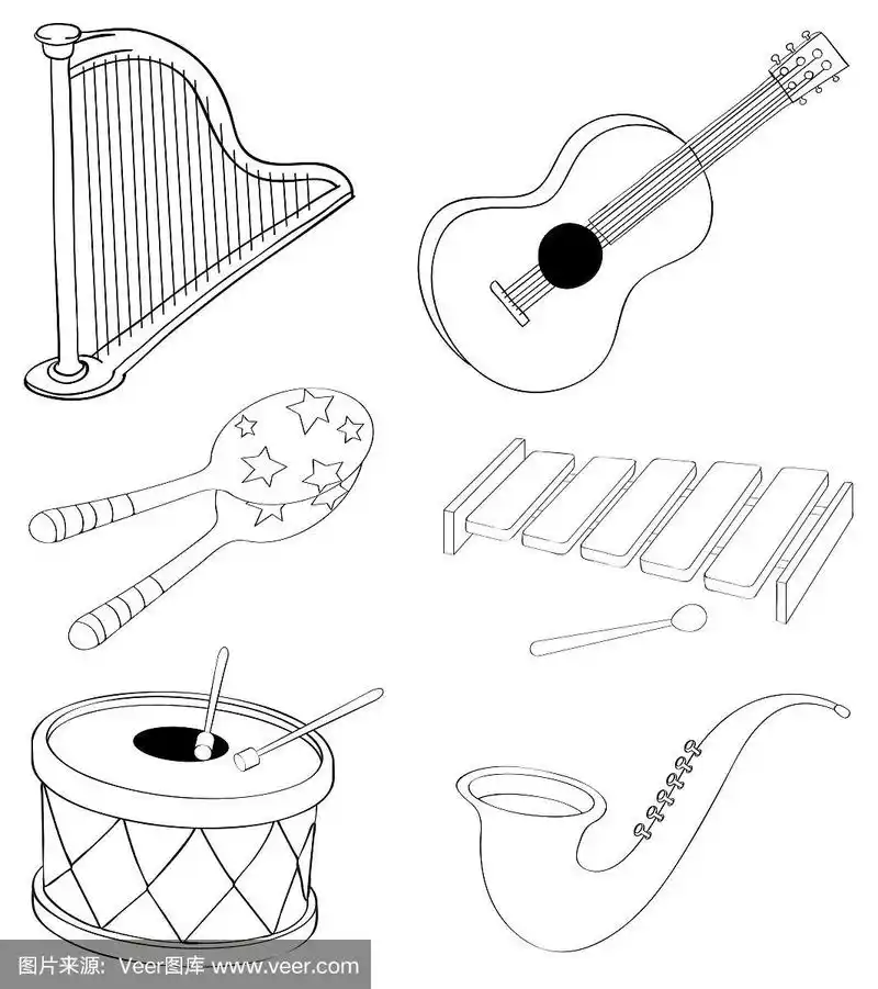 不同乐器的剪影