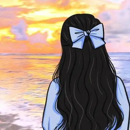 卡通海边散步背影头像 卡通头像图片大全 -【爱个性】