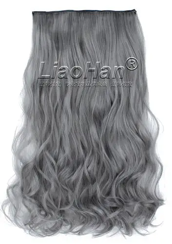 特价片发_奶奶灰假发女长发 片发无痕一片式挑染假发片 网红假发灰色
