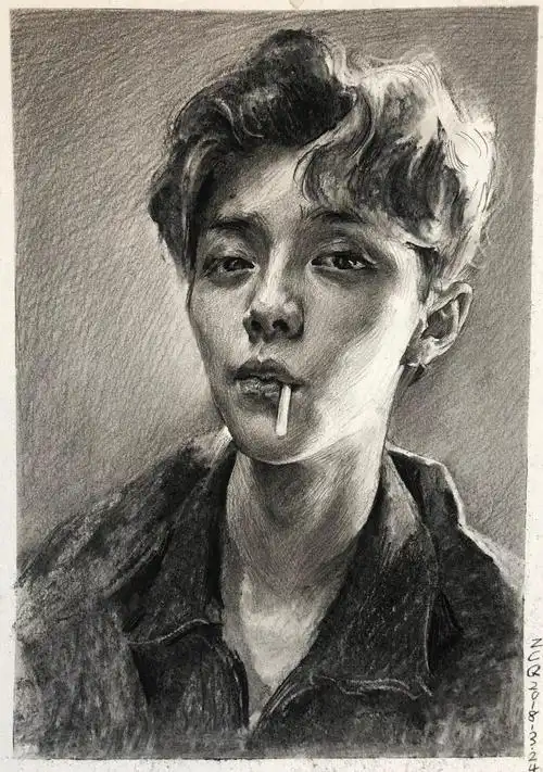 第二一〇集萌系男孩鹿晗素描画像及部分细节图视频明天发出