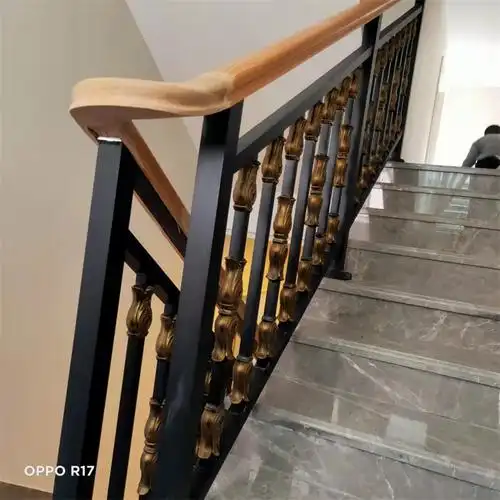 铝艺楼梯扶手实木简约现代家用室内防护栏杆飘窗阁楼户外阳台围栏