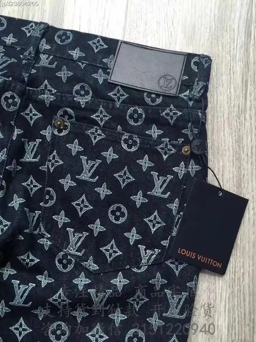 顶级高仿lv牛仔裤1a47wd字母印花monogram直筒牛仔裤